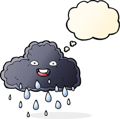 cartoon raincloud with thought bubble