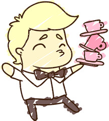 Waiter Chalk Drawing