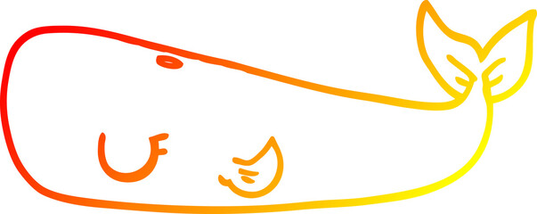warm gradient line drawing cartoon whale