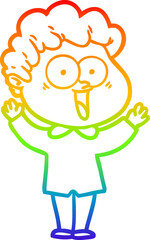 rainbow gradient line drawing cartoon happy man