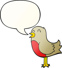 cartoon bird and speech bubble in smooth gradient style