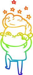 rainbow gradient line drawing cartoon excited man