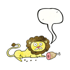 speech bubble textured cartoon lion