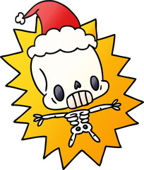 christmas gradient cartoon of kawaii skeleton