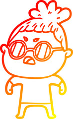 warm gradient line drawing cartoon annoyed woman