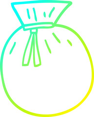 cold gradient line drawing cartoon santa sack