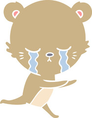 crying flat color style cartoon bear