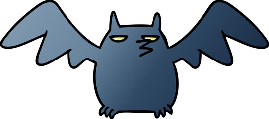 gradient cartoon doodle of a night bat
