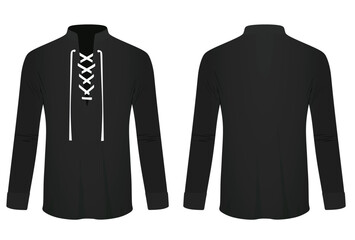 Black henry long sleeve shirt. vector illustration