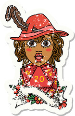 human bard with natural 20 dice roll illustration