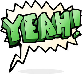 cartoon yeah! shout with speech bubble