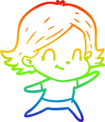 rainbow gradient line drawing cartoon friendly girl