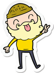 sticker of a man with beard giving peace sign
