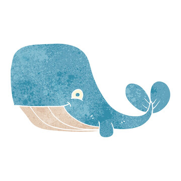 retro cartoon happy whale