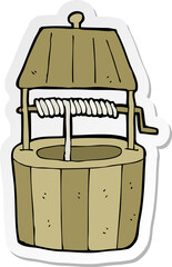 sticker of a cartoon wishing well