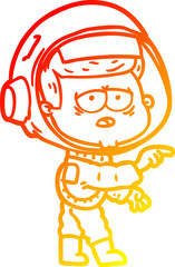 warm gradient line drawing cartoon tired astronaut