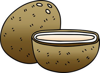 quirky gradient shaded cartoon coconut