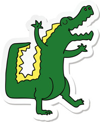 sticker of a quirky hand drawn cartoon crocodile