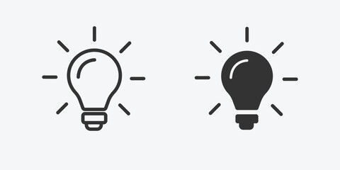 Lightbulb, idea outline icon for website and mobile app on grey background