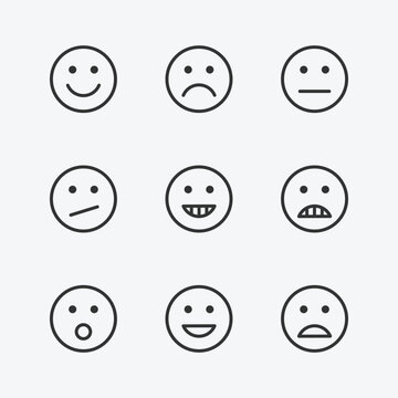 set of different face emoji vector isolated icons