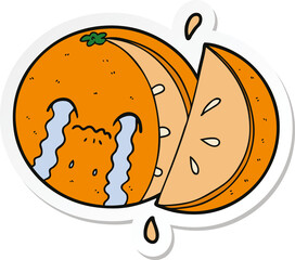 sticker of a cartoon orange