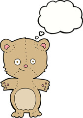 cartoon teddy bear with thought bubble