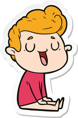 sticker of a happy cartoon man