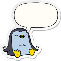 cartoon penguin and speech bubble sticker