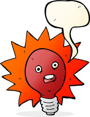cartoon red lightbulb with speech bubble