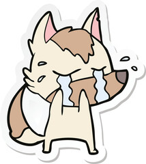 sticker of a cartoon crying wolf