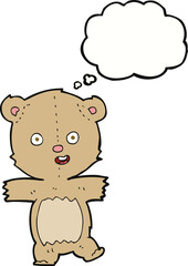 cartoon dancing teddy bear with thought bubble