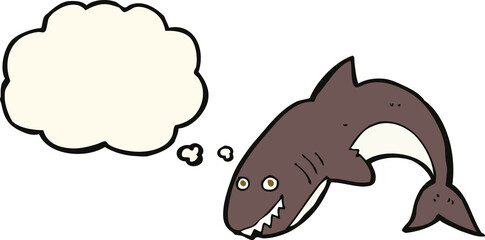cartoon shark with thought bubble