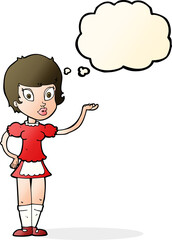 cartoon waitress with thought bubble