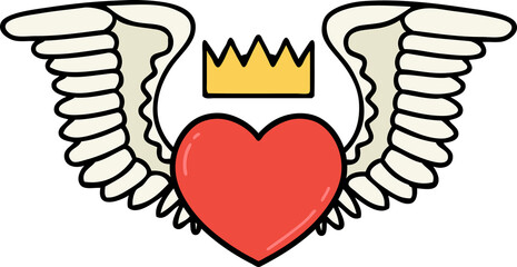 traditional tattoo of a heart with wings