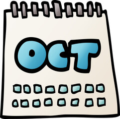 cartoon doodle calendar showing month of october
