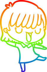 Fototapeta premium rainbow gradient line drawing cartoon woman