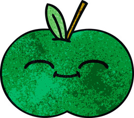 retro grunge texture cartoon juicy apple