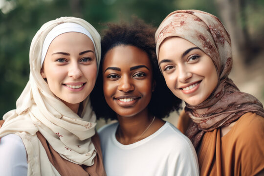 Vielfalt. Drei Frauen unterschiedlicher ethnischer Herkunft - Generative AI