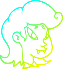 cold gradient line drawing cartoon vampire head
