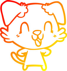 warm gradient line drawing laughing cartoon dog