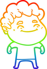 rainbow gradient line drawing cartoon friendly man