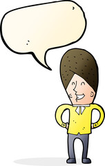 cartoon happy man with speech bubble