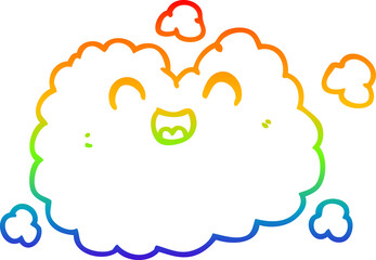 rainbow gradient line drawing cartoon happy smoke cloud