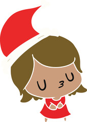 christmas cartoon of kawaii girl