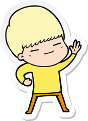 sticker of a cartoon smug boy