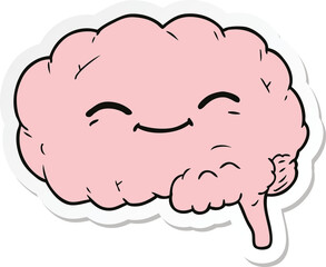 sticker of a cartoon brain