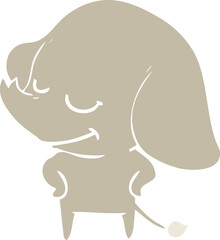 flat color style cartoon smiling elephant