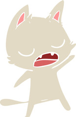 talking cat flat color style cartoon