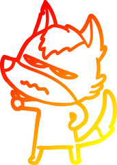 warm gradient line drawing cartoon annoyed wolf