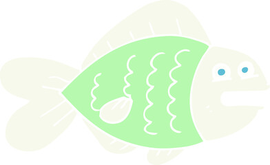 flat color illustration of a cartoon funny fish